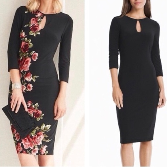 WHITE HOUSE BLACK MARKET Reversible Floral Dress- Size Small - Picture 1 of 8